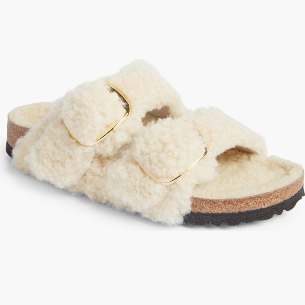 Arizona Big Buckle Genuine Shearling Slide Sandal